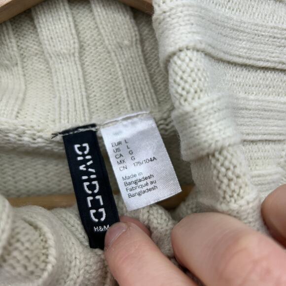 H&M Cropped Turtleneck Sweater Large Knit Oversized Crop Neutral Minimalist Rib - Picture 6 of 7